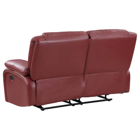 Red Upholstered Motion Reclining Loveseat - Omega Lifestyles