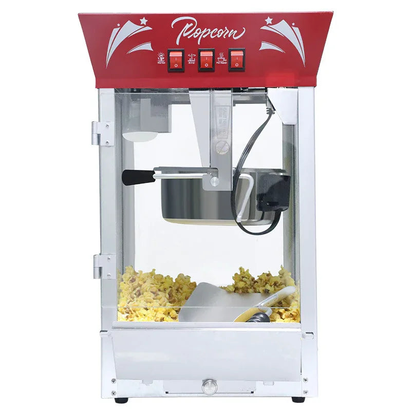 Commercial 12-Ounce Stainless Steel Popcorn Maker With Glass - Omega Lifestyles