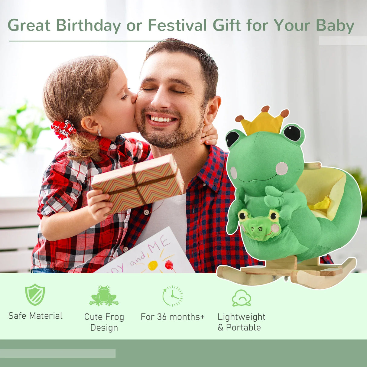 Plush Kids Ride-On Frog Rocking Chair With Music - Omega Lifestyles