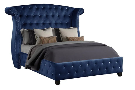 Modern Crystal Tufted Upholstered Velvet Queen Bed Frame - Omega Lifestyles