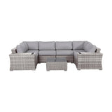 Coastal Gray 9-Piece Wicker Patio Seating Set With Cushions - Omega Lifestyles