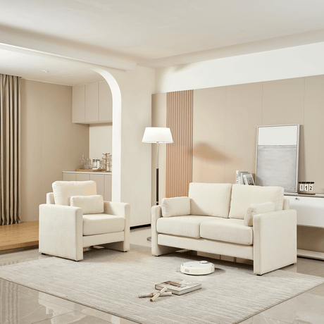 Modern Chenille Fabric 2-Seat Loveseat Sofa - Omega Lifestyles