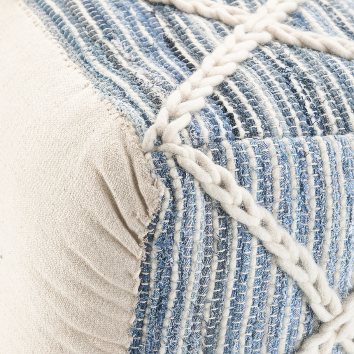 Square Fabric Pouf Ottoman With Diamond Stitching - Omega Lifestyles