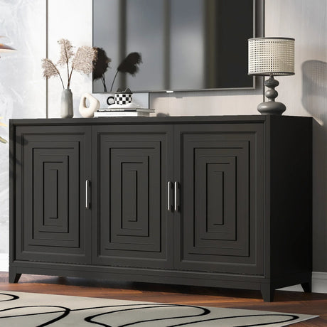 Modern Black Particle Board MDF TV Stand Cabinet - Omega Lifestyles