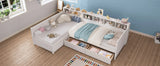 Twin Wood L-Shape Daybed With Storage Drawers - Omega Lifestyles