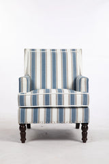 Vintage Blue White Striped Upholstered Accent Chair - Omega Lifestyles