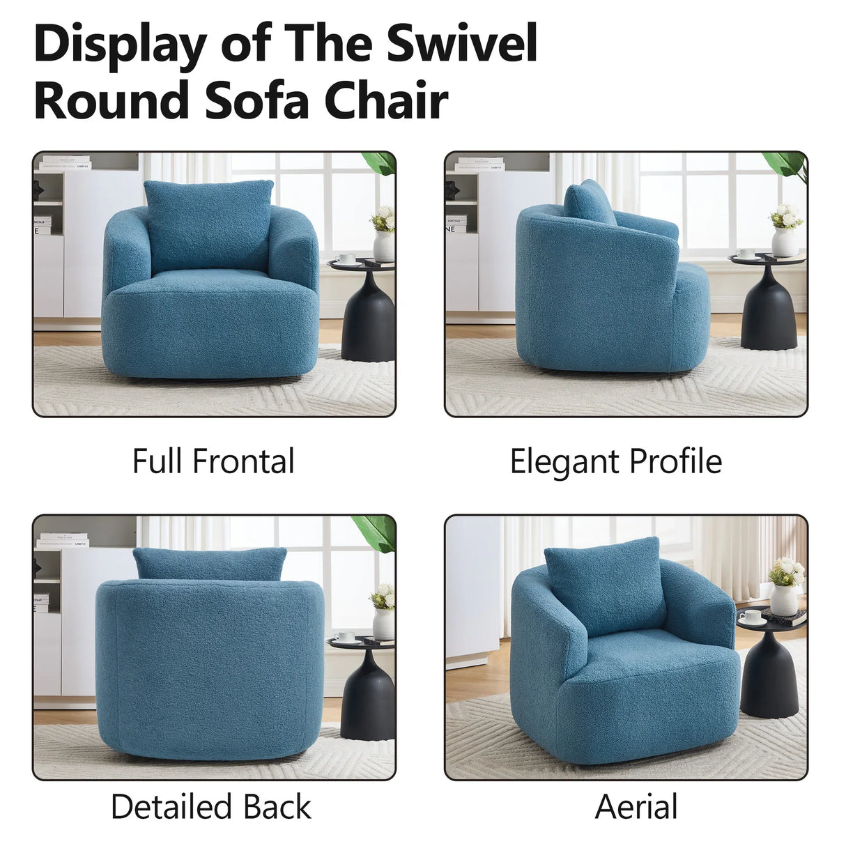 360-Degree Swivel Teddy Fleece Upholstered Accent Chair - Omega Lifestyles