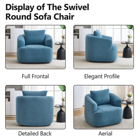 360-Degree Swivel Teddy Fleece Upholstered Accent Chair - Omega Lifestyles
