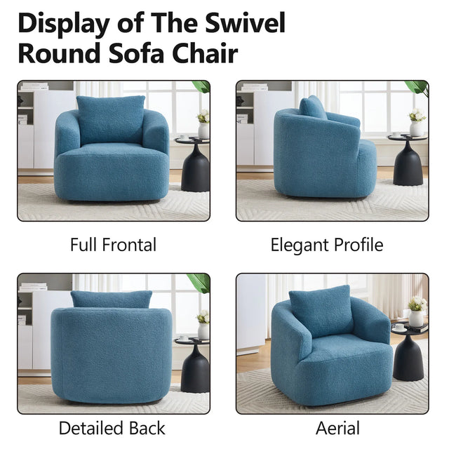 360-Degree Swivel Teddy Fleece Upholstered Accent Chair - Omega Lifestyles