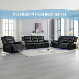 Manual Black Leather Gel Recliner Chair With LED Light Strip - Omega Lifestyles