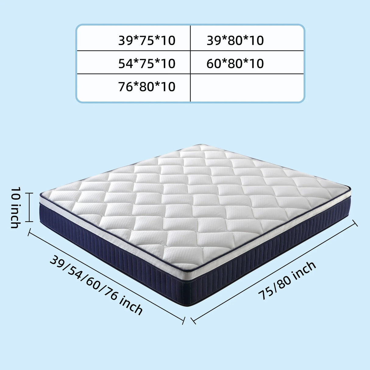 Twin Xl Medium Firm 10-Inch Hybrid Memory Foam Mattress - Omega Lifestyles