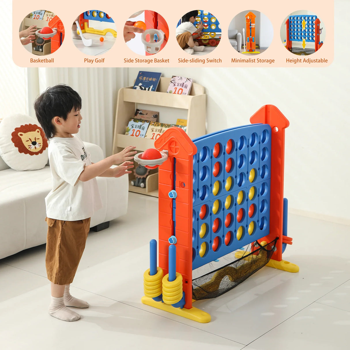 4-in-1 Adjustable Height Indoor Outdoor Giant Game Set - Omega Lifestyles