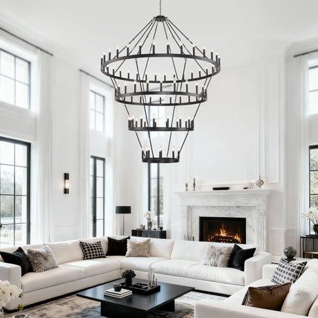 Farmhouse 70-Inch 60-Light Wagon Wheel Chandelier - Omega Lifestyles