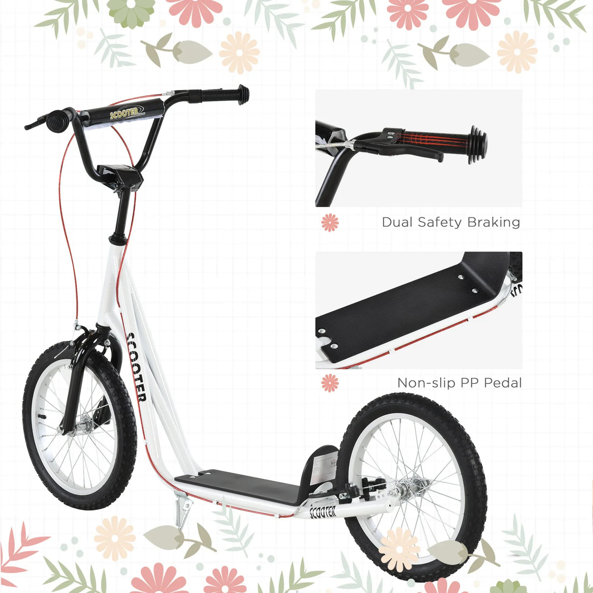 Youth Adjustable Handlebar Kick Scooter With Dual Brakes - Omega Lifestyles