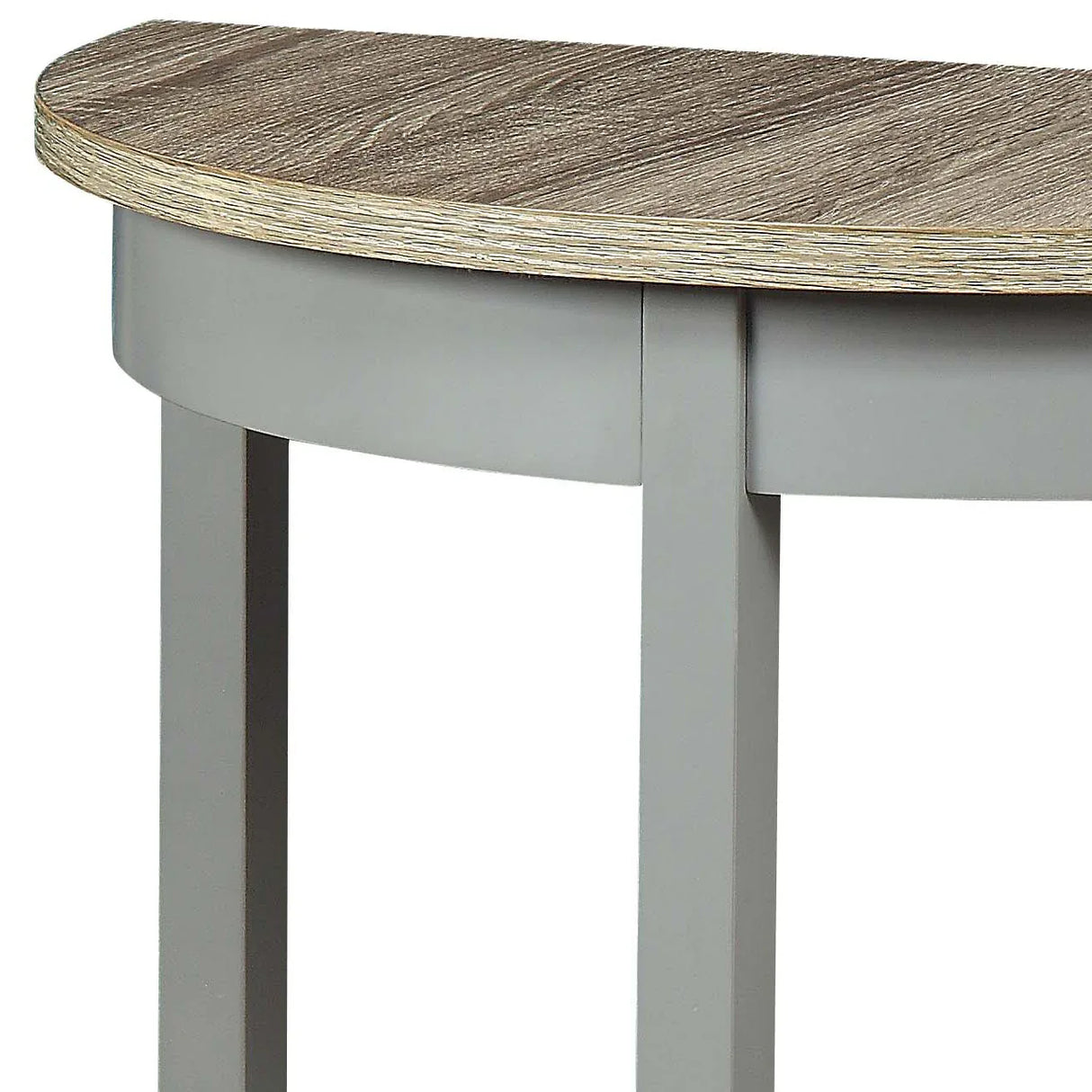Natural Oak Gray Finish Half-Moon Console Table - Omega Lifestyles