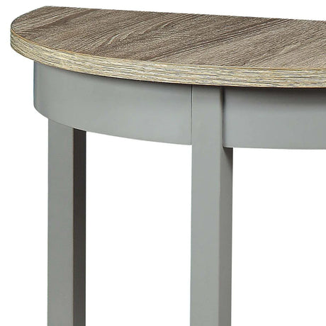 Natural Oak Gray Finish Half-Moon Console Table - Omega Lifestyles