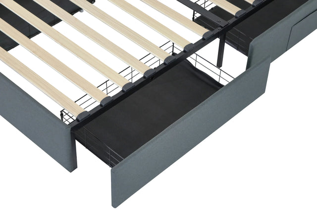 Twin Upholstered Bed Frame With Storage Drawers And USB Charging - Omega Lifestyles