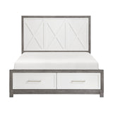 Queen Wood Platform Bed With Footboard Storage