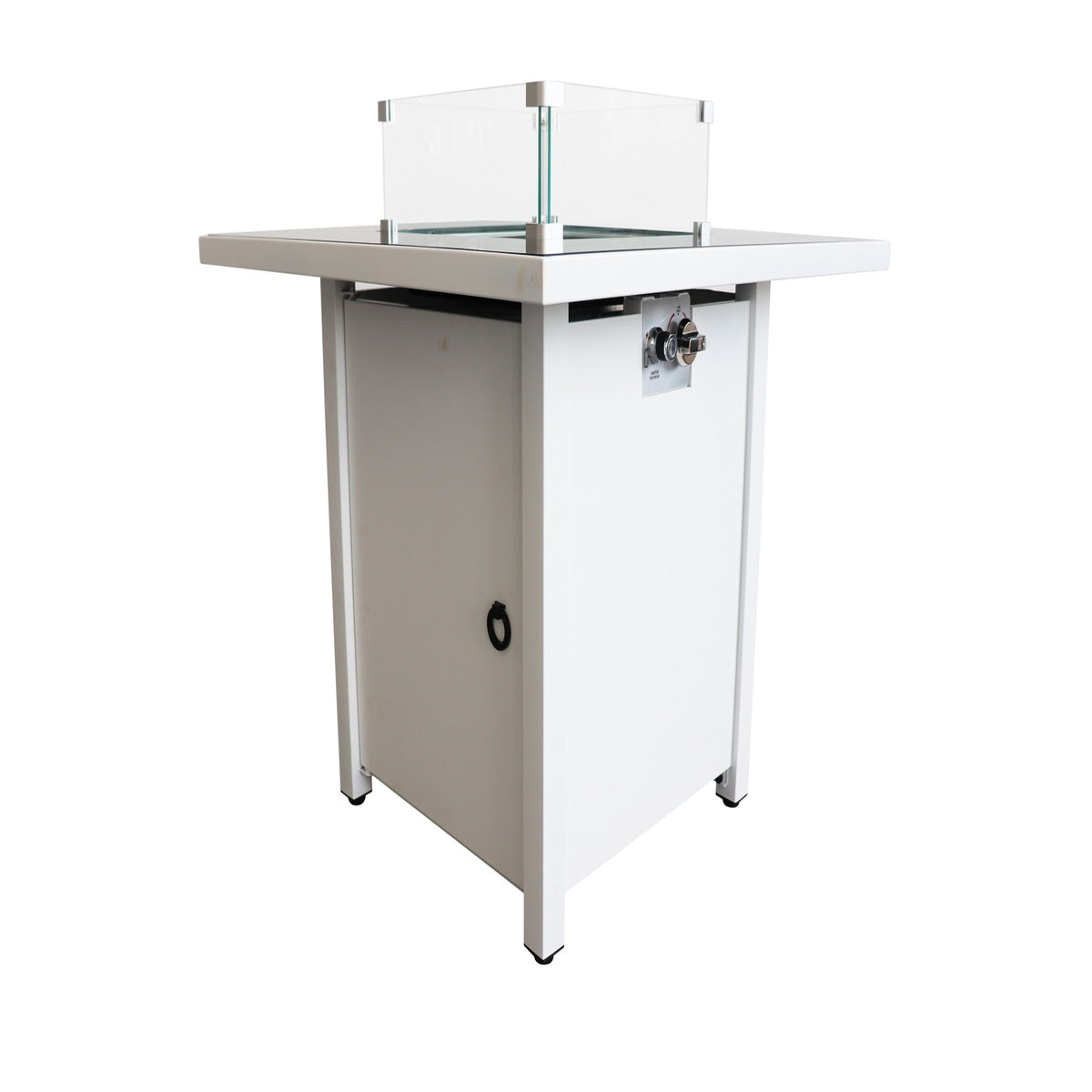 Modern White Steel Propane Natural Gas Fire Pit Table