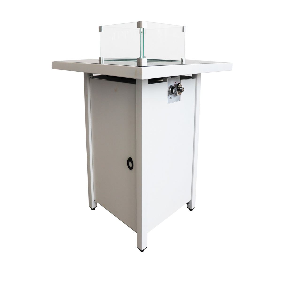 Modern White Steel Propane Natural Gas Fire Pit Table