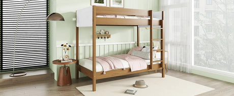 Twin Over Twin Rubber Wood Teddy Fleece Upholstered Bunk Bed - Omega Lifestyles