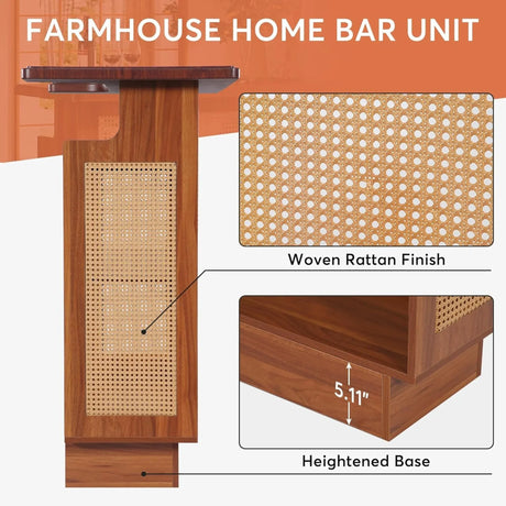 Farmhouse Rattan 4-Tier Liquor Cabinet Home Bar - Omega Lifestyles
