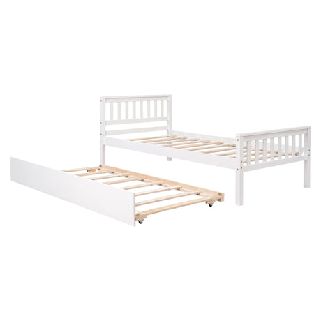 Twin Platform Bed Frame With Pull-Out Trundle - Omega Lifestyles