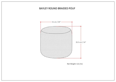 Round Braided Cotton Fabric Pouf Accent Seating Stool - Omega Lifestyles
