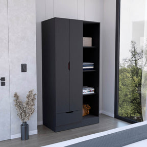 Memphis Wardrobe Armoire With Storage Shelves And Drawer - Omega Lifestyles