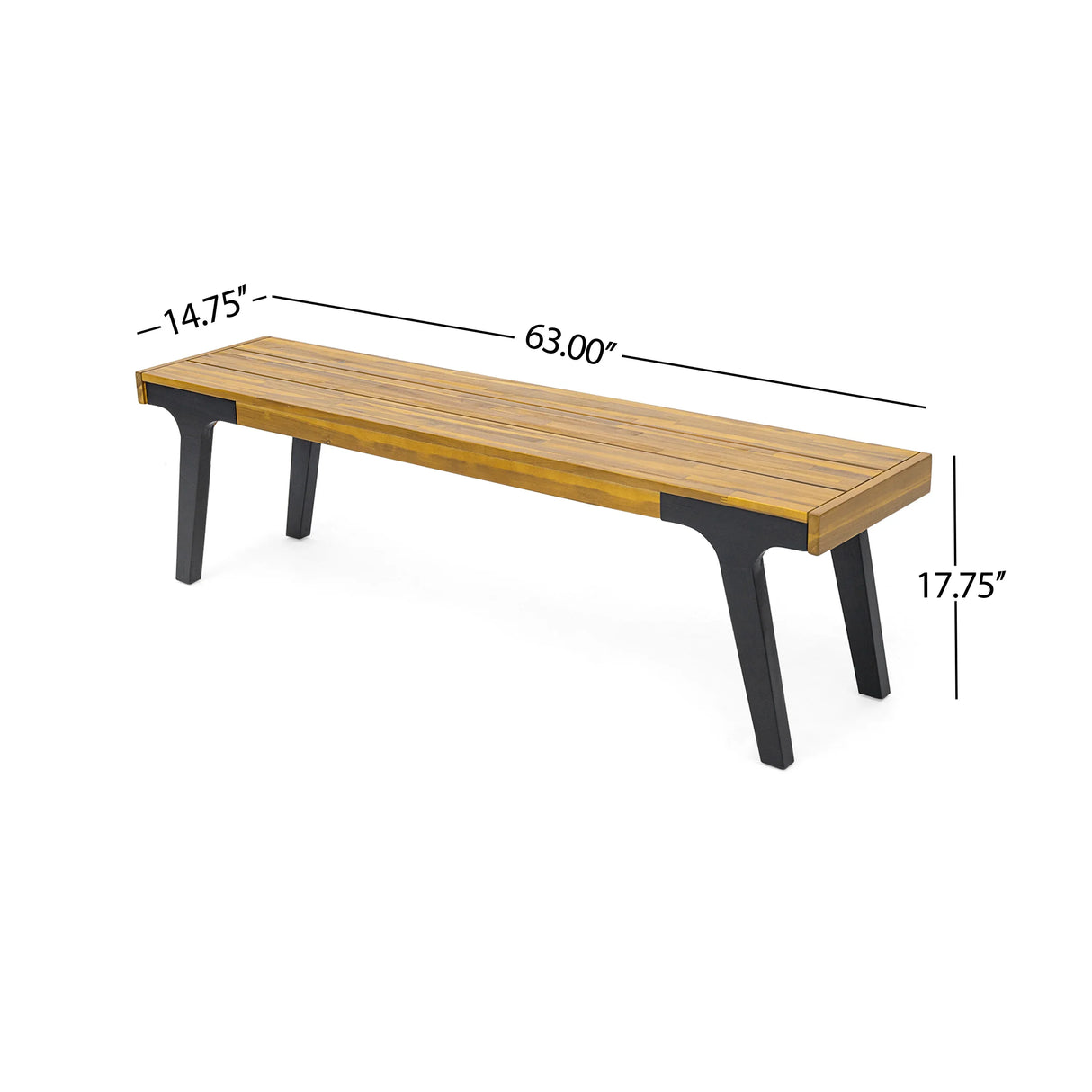 Modern Acacia Wood Dining Bench Set of 2 - Omega Lifestyles