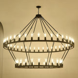 Matte Black Large Wagon Wheel 54-Light Chandelier - Omega Lifestyles
