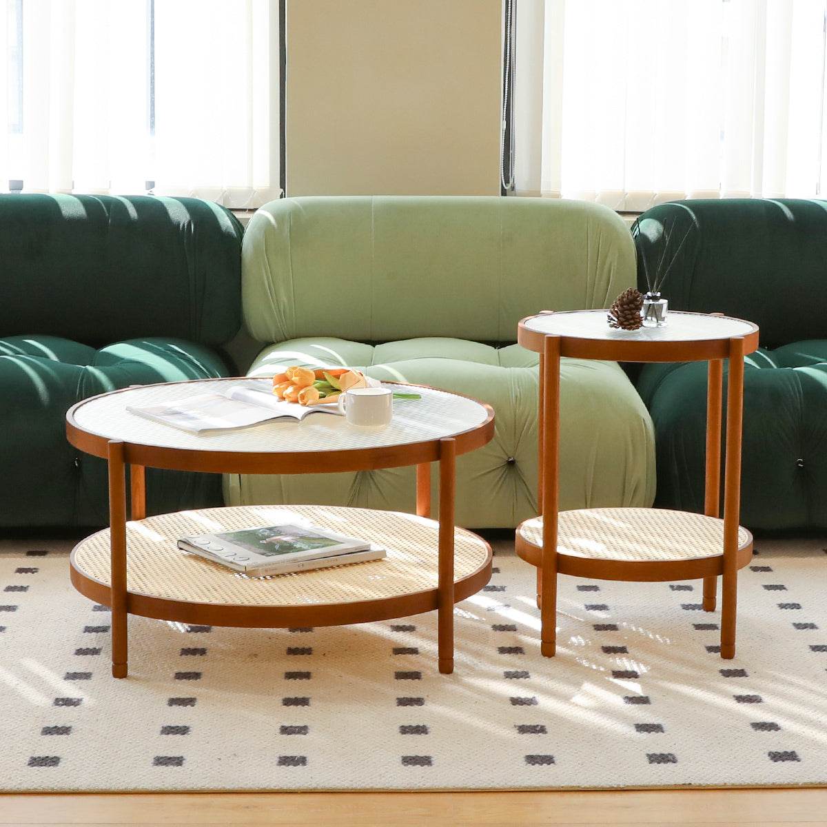 Modern Farmhouse Solid Wood Round Coffee Table - Sleep Galleria