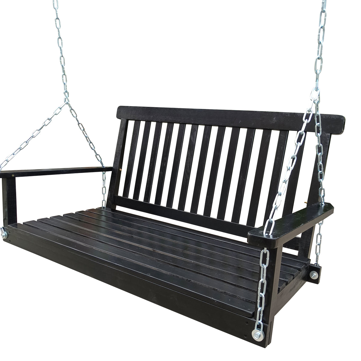 Solid Wood Outdoor Porch Swing With Hanging Chains