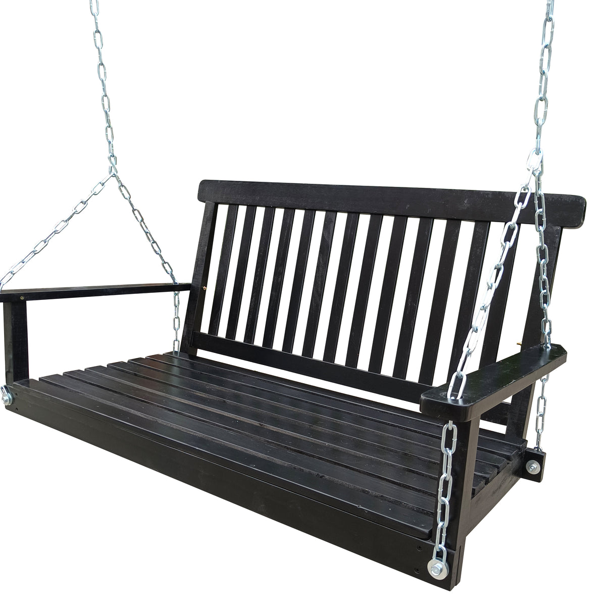 Solid Wood Outdoor Porch Swing With Hanging Chains