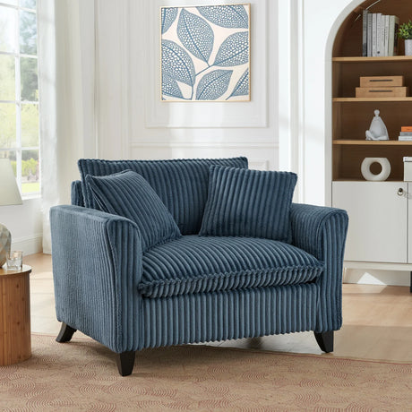 Corduroy Foam Lazyman Single-Person Sofa Chair Blue - Omega Lifestyles