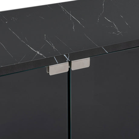 Modern APP Controlled LED Black Marble TV Stand - Sleep Galleria
