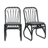 Set of 2 Hand-Woven PE Rattan Outdoor Dining Chairs