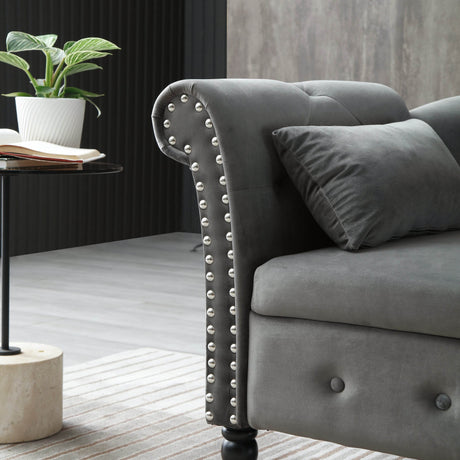 Velvet Upholstered Storage Chaise Lounge With Pillow - Omega Lifestyles