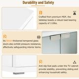 Modern App-Controlled LED Light White Marble TV Stand - Omega Lifestyles