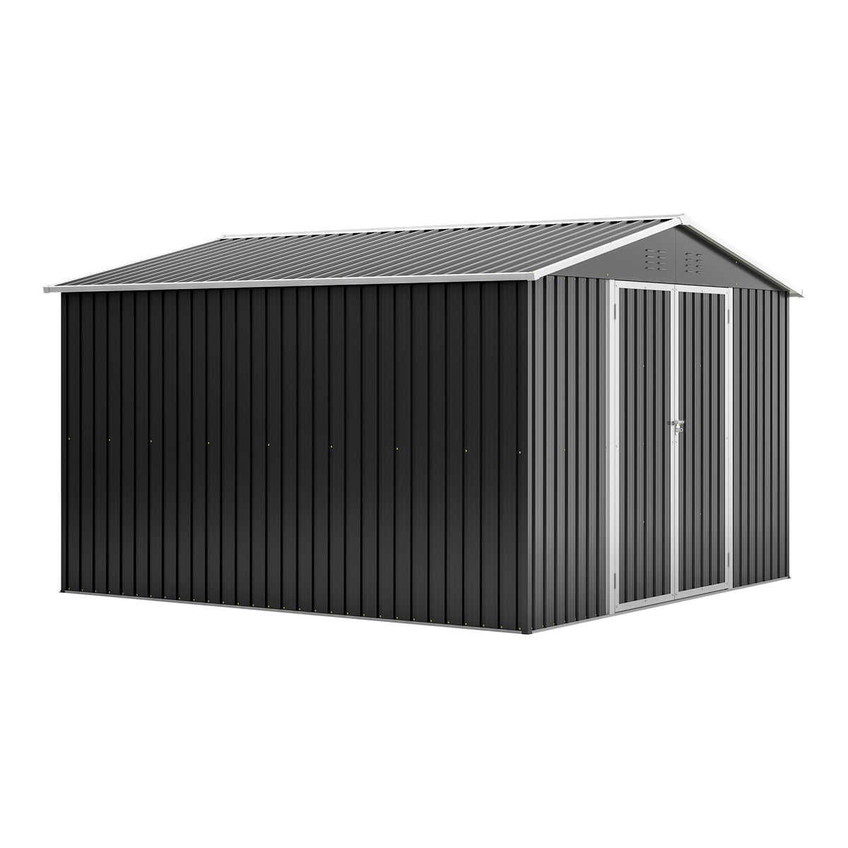 Outdoor Metal Storage Shed With Lockable Sliding Doors