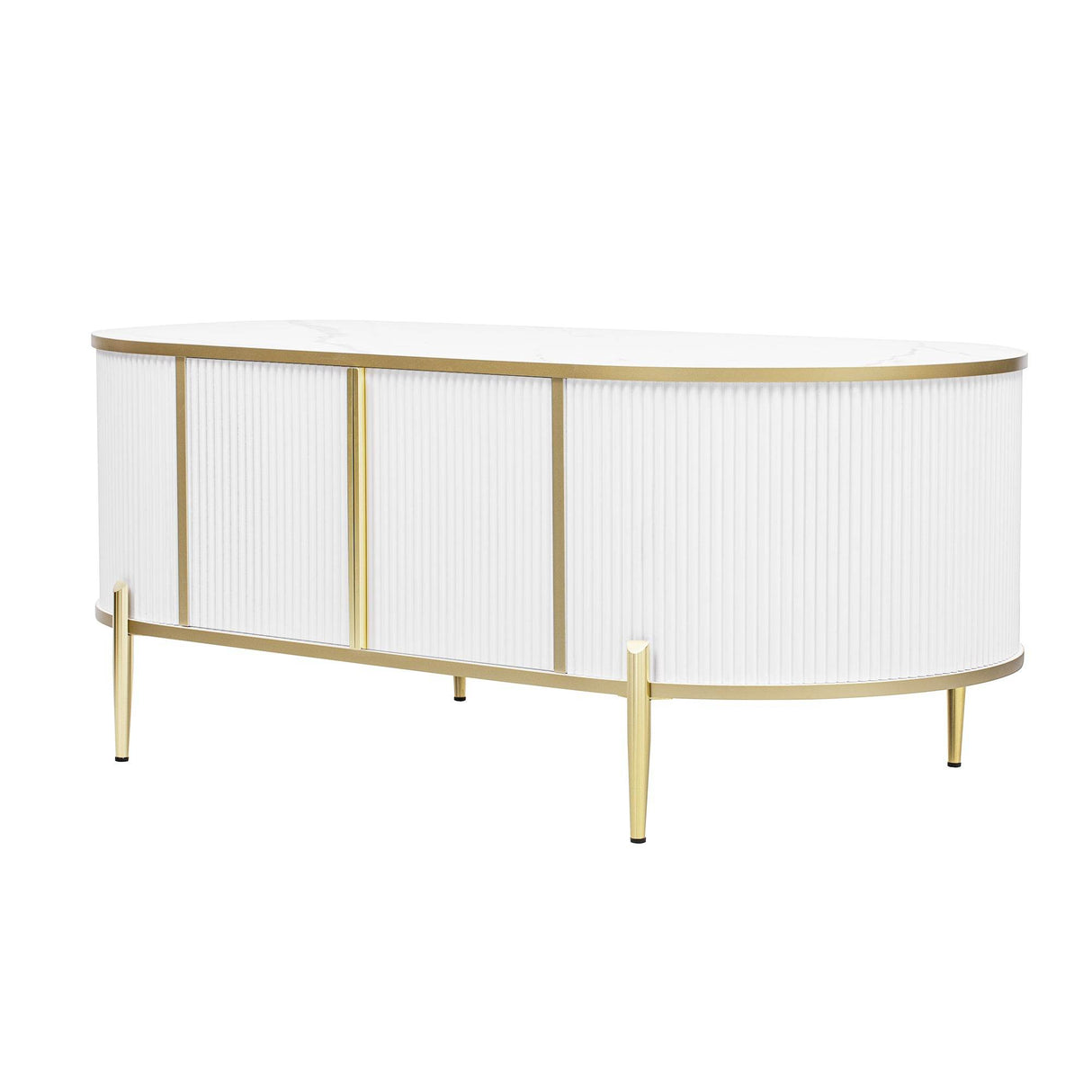 Modern Fluted MDF Coffee Table With Storage Cabinets - Omega Lifestyles