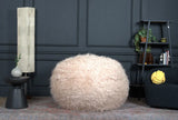 Rounded Faux Fur Taupe Foam Filled Bean Bag Seating - Omega Lifestyles
