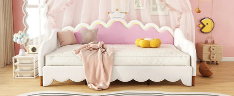 Twin Extending Upholstered Princess Daybed With LED Lights - Omega Lifestyles