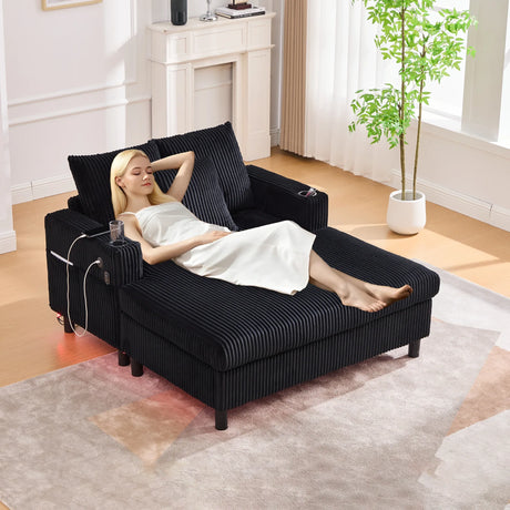 Oversized Corduroy Recliner Sofa With USB Charging - Omega Lifestyles