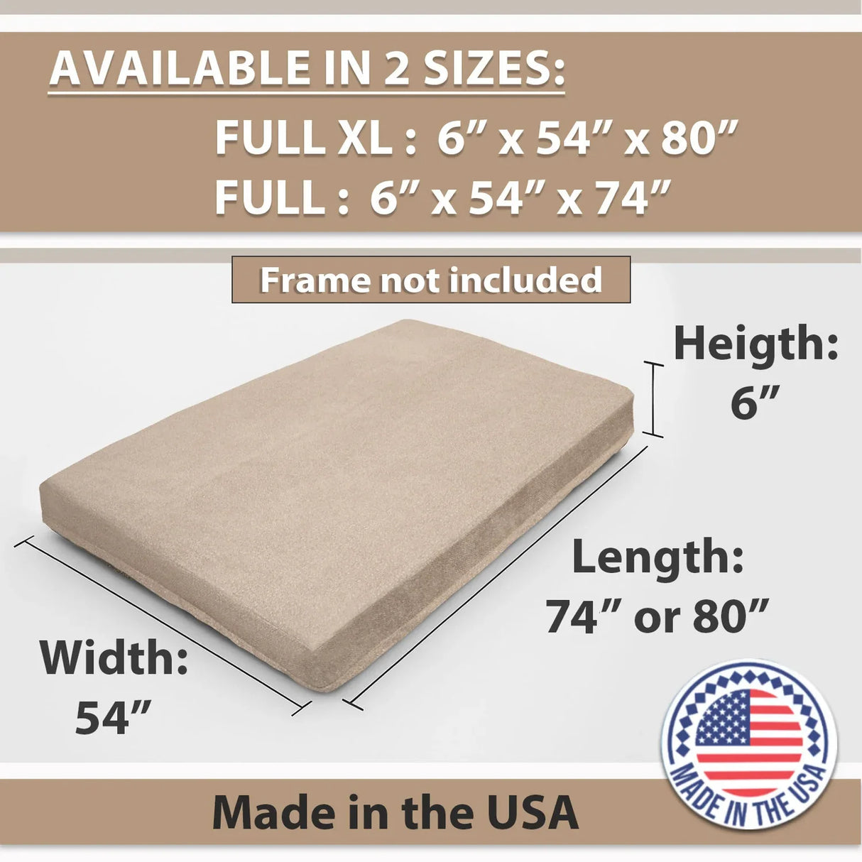 Memory Foam Infused Firm 6-Inch Full XL Futon Mattress - Omega Lifestyles