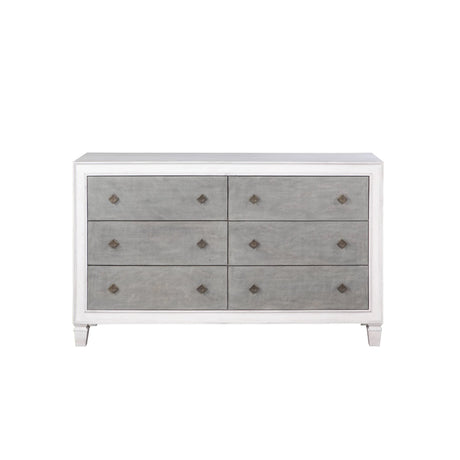 Rustic White Synthetic Wood Transitional Dresser - Omega Lifestyles