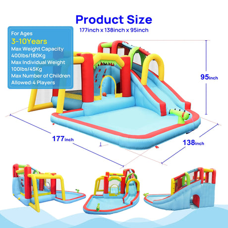 7-in-1 Inflatable Outdoor Water Park Bounce House - Omega Lifestyles