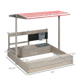Adjustable Canopy Wooden Kids Sandbox With Kitchen Playset - Omega Lifestyles