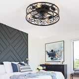 18-Inch Black Retro Cage Industrial Ceiling Fan Light