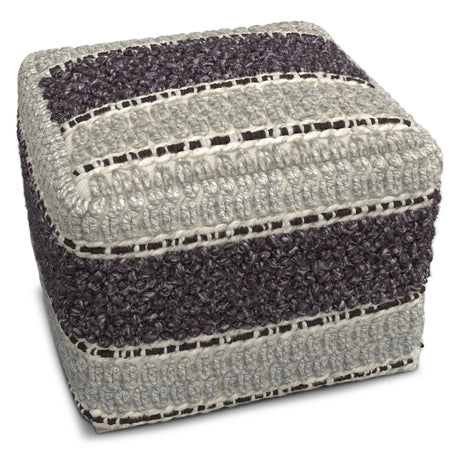 Handwoven Wool Cotton Square Fabric Pouf - Omega Lifestyles